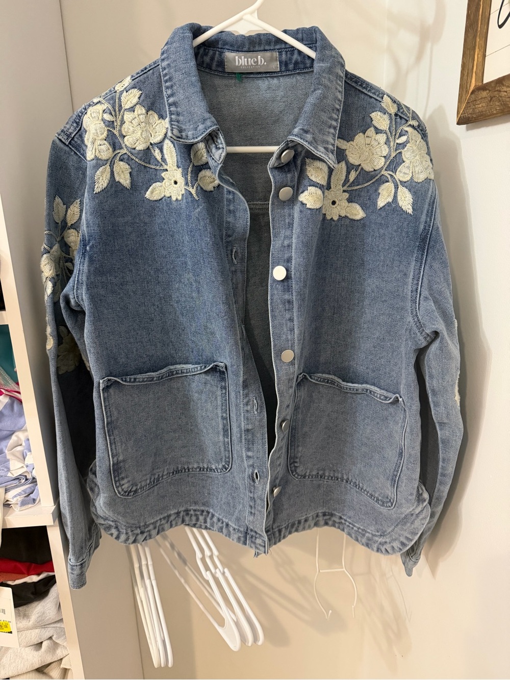 Blue B denim floral embroidered jacket